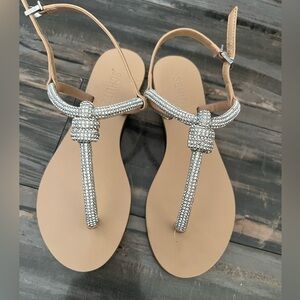 SCHUTZ Pearly Silver and Tan Sandals